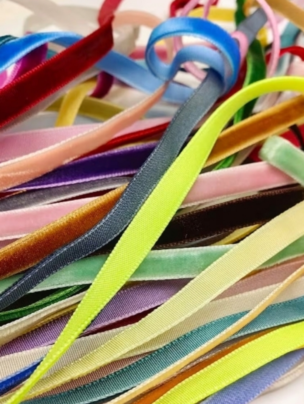 (12) Colorful Velvet Ribbon Assortment - Rainbow Strips